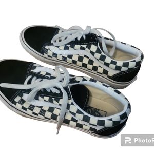 Vans Black and White Checkerboard Pattern Men's 10